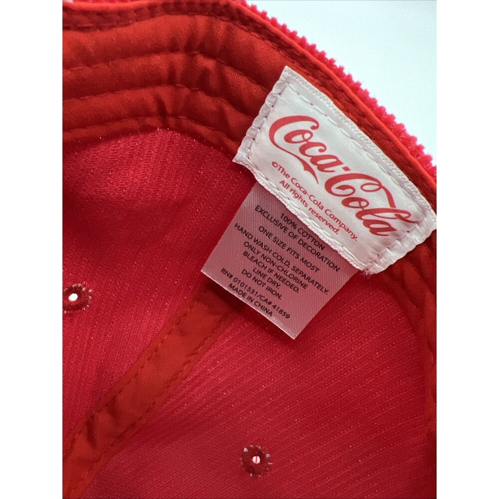 Coca Cola Script Logo Red Corduroy Snapback Rope … - image 3